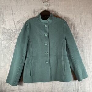 Alexander Bartlett Women's Wool Jacket Pea Coat Button Up Pockets Blue Green‎ L